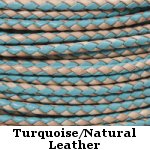 Turquoise & Natural Braided Leather Bolo Cord