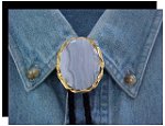 Blue Lace Twisted Edge Bolo Tie - Gold