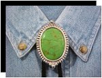 Mojave Green Turquoise Premium Beaded Edge Bolo Tie