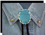 Turquoise Twisted Edge Bolo Tie - Large