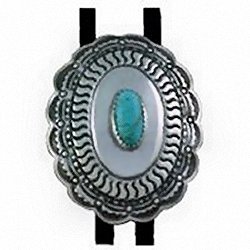 Silver Concho Bolo Tie - Line Design