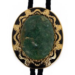 African Jade Antique Design Bolo Tie