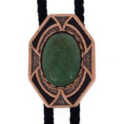 African Jade Bezel Edge Bolo Tie