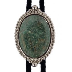 African Jade Premium Beaded Edge Bolo Tie