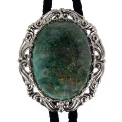 African Jade Antique Scroll Bolo Tie