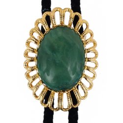 African Jade Wire Design Bolo Tie