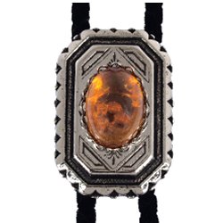 Amber Scalloped Edge Bolo Tie