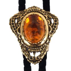 Amber Filigree Style Bolo Tie