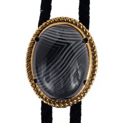 Black Lace Rope Edge Bolo Tie