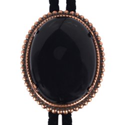 Black Onyx Beaded Edge Bolo Tie