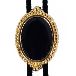 Black Onyx Premium Beaded Edge Bolo Tie