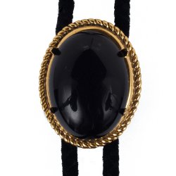 Black Onyx Rope Edge Bolo Tie