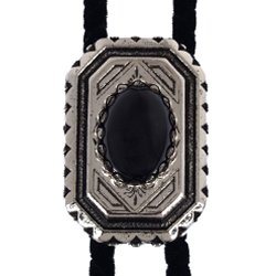 Black Onyx Scalloped Edge Bolo Tie