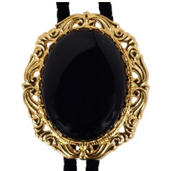 Black Onyx Antique Scroll Bolo Tie