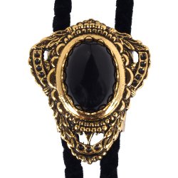 Black Onyx Filigree Style Bolo Tie