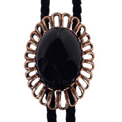 Black Onyx Wire Design Bolo Tie