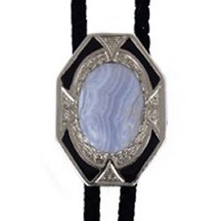 Blue Lace Bezel Edge Bolo Tie