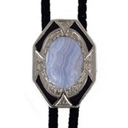 Blue Lace Bezel Edge Bolo Tie