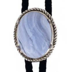 Blue Lace Rope Edge Bolo Tie