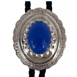 Blue Onyx Concho Style Bolo Tie