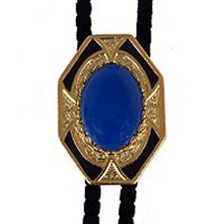 Blue Onyx Bezel Edge Bolo Tie