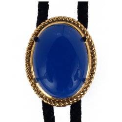 Blue Onyx Rope Edge Bolo Tie