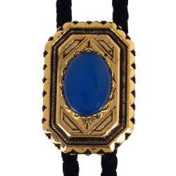 Blue Onyx Scalloped Edge Bolo Tie