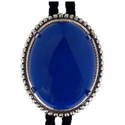 Blue Onyx Beaded Edge Bolo Tie