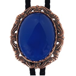 Blue Onyx Antique Scroll Bolo Tie