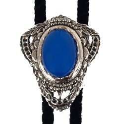 Blue Onyx Filigree Style Bolo Tie