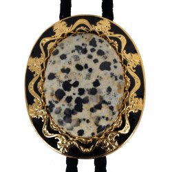 Dalmatian Jasper Antique Design Bolo Tie