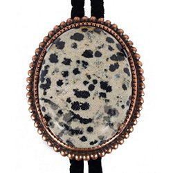 Dalmatian Jasper Beaded Edge Bolo Tie