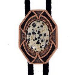 Dalmatian Jasper Bezel Edge Bolo Tie