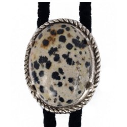 Dalmatian Jasper Rope Edge Bolo Tie