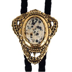 Dalmatian Jasper Filigree Style Bolo Tie