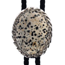 Dalmatian Jasper Twisted Edge Bolo Tie