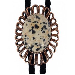 Dalmatian Jasper Wire Design Bolo Tie