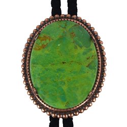 Mojave Green Turquoise Beaded Edge Bolo Tie