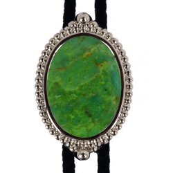 Mojave Green Turquoise Premium Beaded Edge Bolo Tie