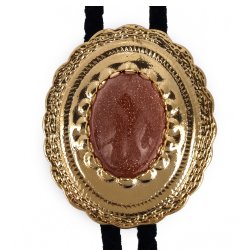 Goldstone Concho Style Bolo Tie