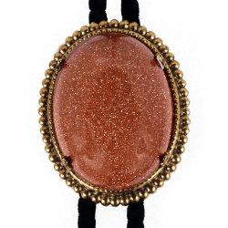 Goldstone Beaded Edge Bolo Tie