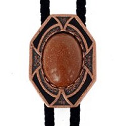 Goldstone Bezel Edge Bolo Tie