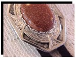 Goldstone Bezel Edge Bolo Tie