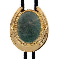 African Jade Horseshoe Design Bolo Tie