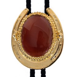 Carnelian Horseshoe Design Bolo Tie