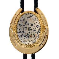 Dalmatian Jasper Horseshoe Design Bolo Tie