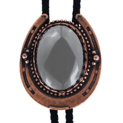 Hematite Horseshoe Design Bolo Tie