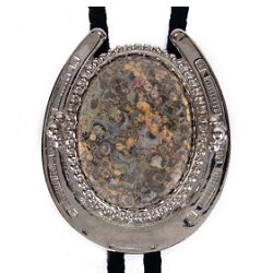 Leopardskin Jasper Horseshoe Design Bolo Tie