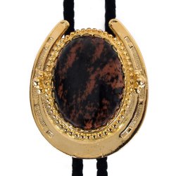 Mahogany Obsidian Horseshoe Design Bolo Tie