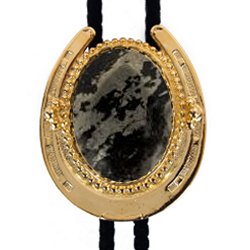 Pyrite Horseshoe Design Bolo Tie